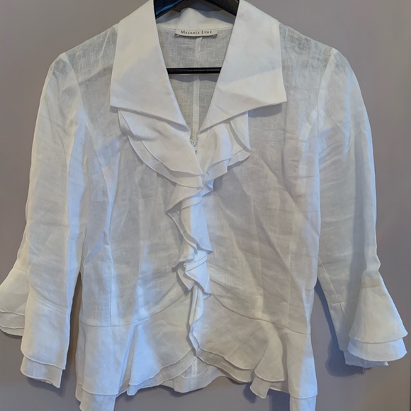 Melanie Lyne White Sheer Blouse - Picture 1 of 5
